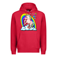 Cardinal cute unicorn with rainbow Premium Hoodie - FaDigitalArtStudio