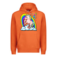 Carrot cute unicorn with rainbow Premium Hoodie - FaDigitalArtStudio