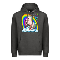 Charcoal Heather cute unicorn with rainbow Premium Hoodie - FaDigitalArtStudio