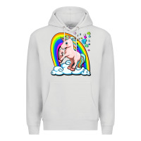 Dove Grey cute unicorn with rainbow Premium Hoodie - FaDigitalArtStudio