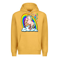 Mustard cute unicorn with rainbow Premium Hoodie - FaDigitalArtStudio