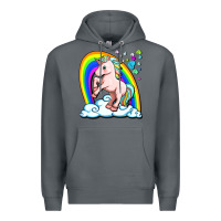 Rock cute unicorn with rainbow Premium Hoodie - FaDigitalArtStudio