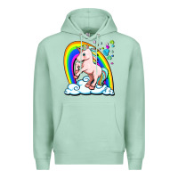 Seafoam cute unicorn with rainbow Premium Hoodie - FaDigitalArtStudio