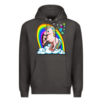 Smoke cute unicorn with rainbow Premium Hoodie - FaDigitalArtStudio