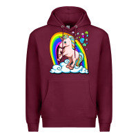 Burgundy cute unicorn with rainbow Premium Hoodie - FaDigitalArtStudio