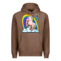 Chestnut cute unicorn with rainbow Premium Hoodie - FaDigitalArtStudio