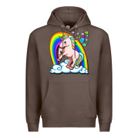 Coffee cute unicorn with rainbow Premium Hoodie - FaDigitalArtStudio
