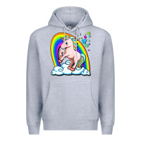 Heather Grey cute unicorn with rainbow Premium Hoodie - FaDigitalArtStudio