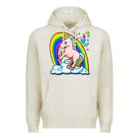 Oatmeal Heather cute unicorn with rainbow Premium Hoodie - FaDigitalArtStudio