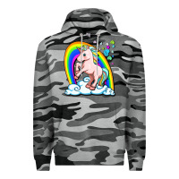 Slate Camo cute unicorn with rainbow Premium Hoodie - FaDigitalArtStudio