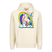 Tofu cute unicorn with rainbow Premium Hoodie - FaDigitalArtStudio