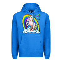 True Royal cute unicorn with rainbow Premium Hoodie - FaDigitalArtStudio