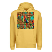Antique Gold macaw parrot seamless pattern Premium Hoodie - HRA Design Shop