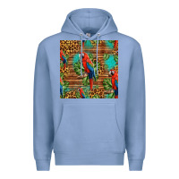 Colony Blue macaw parrot seamless pattern Premium Hoodie - HRA Design Shop