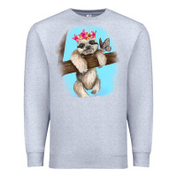 Heather Grey baby sloth Premium Sweatshirt - RanaPortraitStore