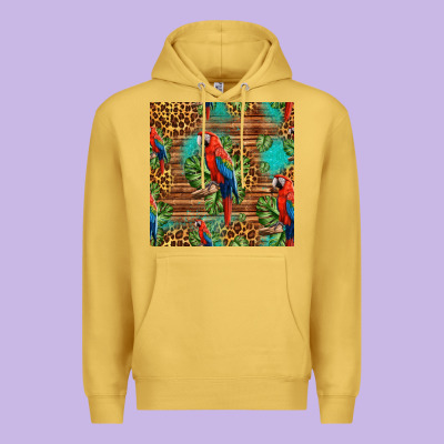 Macaw Parrot Seamless Pattern Premium Hoodie Designed By Hra Design Shop
