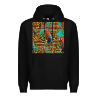 Black macaw parrot seamless pattern Premium Hoodie - HRA Design Shop