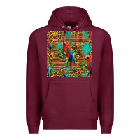 Burgundy macaw parrot seamless pattern Premium Hoodie - HRA Design Shop