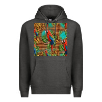 Charcoal Heather macaw parrot seamless pattern Premium Hoodie - HRA Design Shop