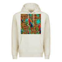 Oatmeal Heather macaw parrot seamless pattern Premium Hoodie - HRA Design Shop