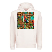Pale Pink macaw parrot seamless pattern Premium Hoodie - HRA Design Shop