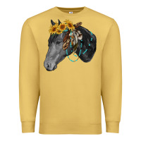 Antique Gold black and white western horse Premium Sweatshirt - RanaPortraitStore