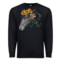 Black black and white western horse Premium Sweatshirt - RanaPortraitStore