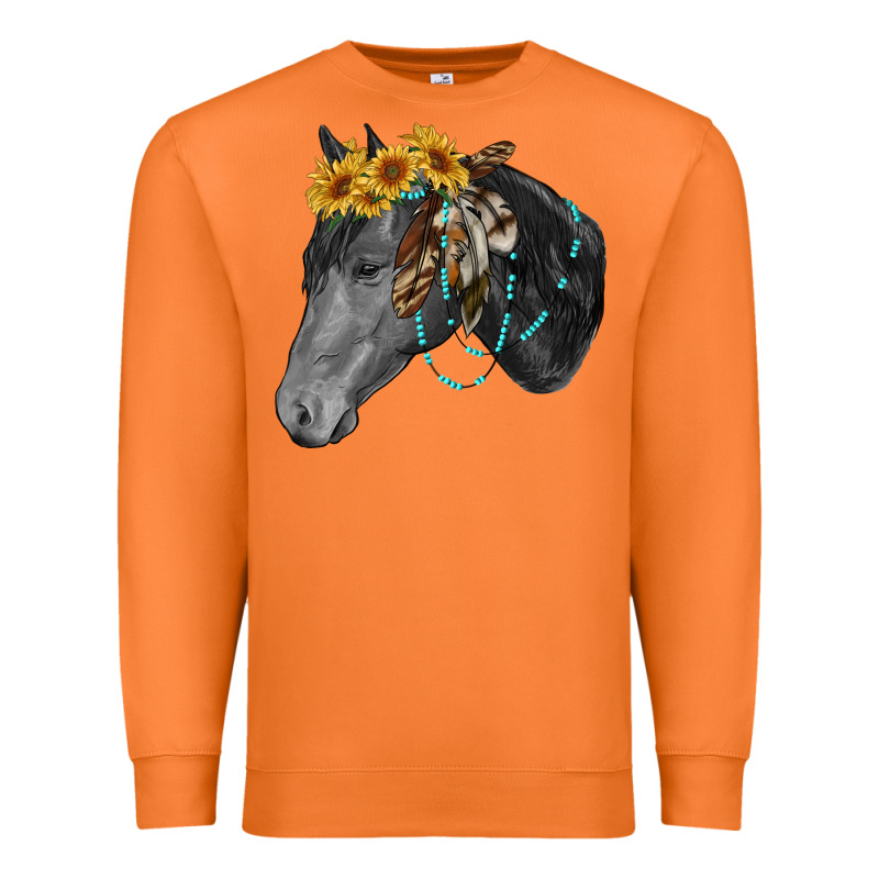 Black And White Western Horse Premium Sweatshirt by RanaPortraitStore | Teevron