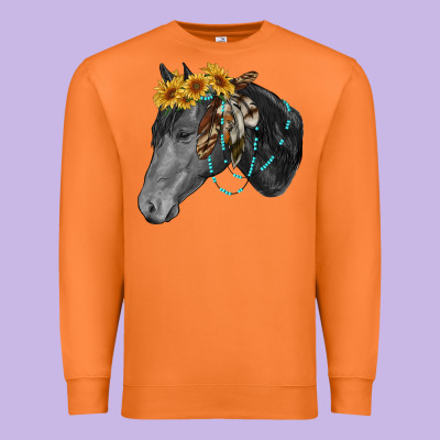 Premium Sweatshirt black and white western horse