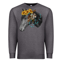 Charcoal Heather black and white western horse Premium Sweatshirt - RanaPortraitStore