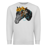 Dove Grey black and white western horse Premium Sweatshirt - RanaPortraitStore