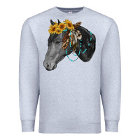 Heather Grey black and white western horse Premium Sweatshirt - RanaPortraitStore