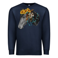 Navy black and white western horse Premium Sweatshirt - RanaPortraitStore