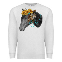 Oatmeal Heather black and white western horse Premium Sweatshirt - RanaPortraitStore