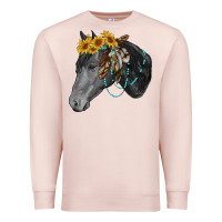 Pale Pink black and white western horse Premium Sweatshirt - RanaPortraitStore