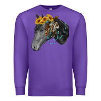 Purple black and white western horse Premium Sweatshirt - RanaPortraitStore