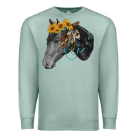 Seafoam black and white western horse Premium Sweatshirt - RanaPortraitStore