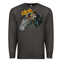 Smoke black and white western horse Premium Sweatshirt - RanaPortraitStore