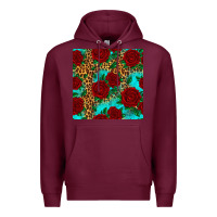 Burgundy leopard roses seamless pattern Premium Hoodie - HRA Design Shop