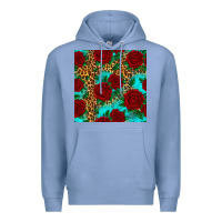 Colony Blue leopard roses seamless pattern Premium Hoodie - HRA Design Shop