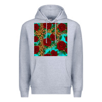 Heather Grey leopard roses seamless pattern Premium Hoodie - HRA Design Shop