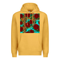 Mustard leopard roses seamless pattern Premium Hoodie - HRA Design Shop