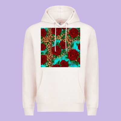 Leopard Roses Seamless Pattern Premium Hoodie Designed By Hra Design Shop