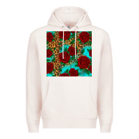Pale Pink leopard roses seamless pattern Premium Hoodie - HRA Design Shop