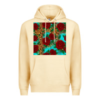 Pina Colada leopard roses seamless pattern Premium Hoodie - HRA Design Shop