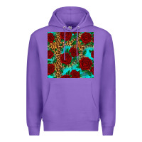 Purple leopard roses seamless pattern Premium Hoodie - HRA Design Shop