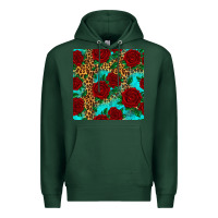Sports Green leopard roses seamless pattern Premium Hoodie - HRA Design Shop