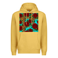 Antique Gold leopard roses seamless pattern Premium Hoodie - HRA Design Shop