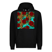 Black leopard roses seamless pattern Premium Hoodie - HRA Design Shop