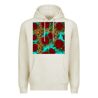 Oatmeal Heather leopard roses seamless pattern Premium Hoodie - HRA Design Shop